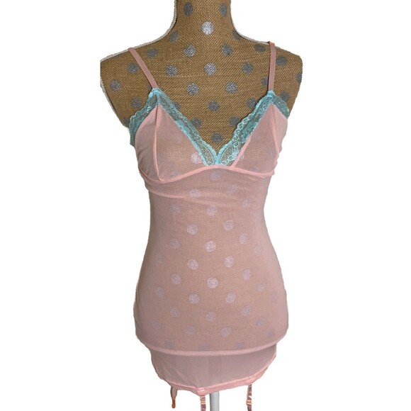 Y2K Women Fairy Mesh Slip Dress Coquette Lace Lingerie Bow Mcbling Babydoll Smal - Picture 1 of 15